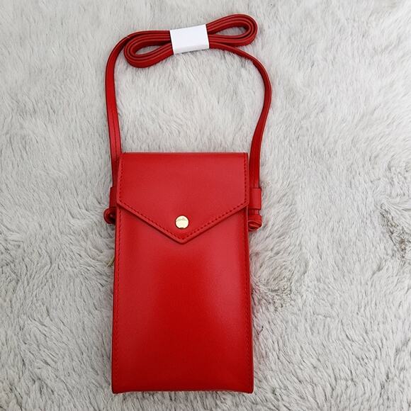J. Crew Handbags - NWT J.Crew Gracie Red Leather Phone Crossbody Bag Mini Envelope Clutch Handbag